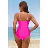 Tempt Me Womens One Piece Swimsuit – Tummy Control Bathing Suit V Neck Metal Twist Front 2025 Swimwear(Pink)