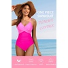 Tempt Me Womens One Piece Swimsuit – Tummy Control Bathing Suit V Neck Metal Twist Front 2025 Swimwear(Pink)