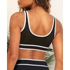 Women Sports Bra Bikini Top Athletic Bathing Suit Swimsuit Top for Teen Girls(Black White)