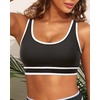 Women Sports Bra Bikini Top Athletic Bathing Suit Swimsuit Top for Teen Girls(Black White)
