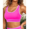 Women Sports Bra Bikini Top Athletic Bathing Suit Swimsuit Top for Teen Girls(Hot Pink)