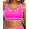Women Sports Bra Bikini Top Athletic Bathing Suit Swimsuit Top for Teen Girls(Hot Pink)