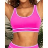 Women Sports Bra Bikini Top Athletic Bathing Suit Swimsuit Top for Teen Girls(Hot Pink)