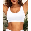 Women Sports Bra Bikini Top Athletic Bathing Suit Swimsuit Top for Teen Girls(White)