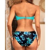 Women’s Strapless Bandeau Bikini Set – Twist Front Two Piece Swimsuit Top with Side Tie Bathing Suit Bottom(Aqua and Blue Flower)