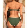 Women’s Strapless Bandeau Bikini Set – Twist Front Two Piece Swimsuit Top with Side Tie Bathing Suit Bottom(Army Green)