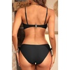Women’s Strapless Bandeau Bikini Set – Twist Front Two Piece Swimsuit Top with Side Tie Bathing Suit Bottom(Black-1)