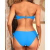 Women’s Strapless Bandeau Bikini Set – Twist Front Two Piece Swimsuit Top with Side Tie Bathing Suit Bottom(Blue)
