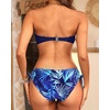 Women’s Strapless Bandeau Bikini Set – Twist Front Two Piece Swimsuit Top with Side Tie Bathing Suit Bottom(Blue Leaves)