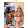 Women’s Strapless Bandeau Bikini Set – Twist Front Two Piece Swimsuit Top with Side Tie Bathing Suit Bottom(Blue Leaves)