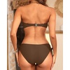 Women’s Strapless Bandeau Bikini Set – Twist Front Two Piece Swimsuit Top with Side Tie Bathing Suit Bottom(Brown)