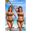 Women’s Strapless Bandeau Bikini Set – Twist Front Two Piece Swimsuit Top with Side Tie Bathing Suit Bottom(Brown)