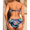 Women’s Strapless Bandeau Bikini Set – Twist Front Two Piece Swimsuit Top with Side Tie Bathing Suit Bottom(Colorful Floral)