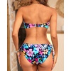 Women’s Strapless Bandeau Bikini Set – Twist Front Two Piece Swimsuit Top with Side Tie Bathing Suit Bottom(Colorful Flower)