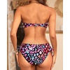 Women’s Strapless Bandeau Bikini Set – Twist Front Two Piece Swimsuit Top with Side Tie Bathing Suit Bottom(Colorful Leopard)