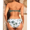 Women’s Strapless Bandeau Bikini Set – Twist Front Two Piece Swimsuit Top with Side Tie Bathing Suit Bottom(Green Palm Tree)