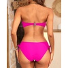 Women’s Strapless Bandeau Bikini Set – Twist Front Two Piece Swimsuit Top with Side Tie Bathing Suit Bottom(Hot Pink)