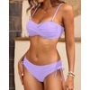 Women’s Strapless Bandeau Bikini Set – Twist Front Two Piece Swimsuit Top with Side Tie Bathing Suit Bottom(Lavender)