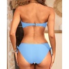 Women’s Strapless Bandeau Bikini Set – Twist Front Two Piece Swimsuit Top with Side Tie Bathing Suit Bottom(Light Blue)