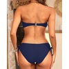 Women’s Strapless Bandeau Bikini Set – Twist Front Two Piece Swimsuit Top with Side Tie Bathing Suit Bottom(Navy Blue)
