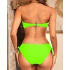 Women’s Strapless Bandeau Bikini Set – Twist Front Two Piece Swimsuit Top with Side Tie Bathing Suit Bottom(Neon Green)