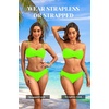 Women’s Strapless Bandeau Bikini Set – Twist Front Two Piece Swimsuit Top with Side Tie Bathing Suit Bottom(Neon Green)