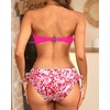 Women’s Strapless Bandeau Bikini Set – Twist Front Two Piece Swimsuit Top with Side Tie Bathing Suit Bottom(Pink Floral)