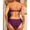 Women’s Strapless Bandeau Bikini Set – Twist Front Two Piece Swimsuit Top with Side Tie Bathing Suit Bottom(Purple)