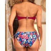 Women’s Strapless Bandeau Bikini Set – Twist Front Two Piece Swimsuit Top with Side Tie Bathing Suit Bottom(Red Flower)