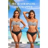 Women’s Strapless Bandeau Bikini Set – Twist Front Two Piece Swimsuit Top with Side Tie Bathing Suit Bottom(Stripe and Black)