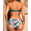 Women’s Strapless Bandeau Bikini Set – Twist Front Two Piece Swimsuit Top with Side Tie Bathing Suit Bottom(Teal Flower)