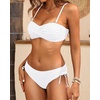 Women’s Strapless Bandeau Bikini Set – Twist Front Two Piece Swimsuit Top with Side Tie Bathing Suit Bottom(White)