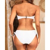 Women’s Strapless Bandeau Bikini Set – Twist Front Two Piece Swimsuit Top with Side Tie Bathing Suit Bottom(White)