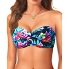 Bandeau Bikini Tops for Women – Strapless Swim Top Only Twist Front Bathing Suit Tops(Colorful Floral)