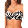 Bandeau Bikini Tops for Women – Strapless Swim Top Only Twist Front Bathing Suit Tops(Leopard)