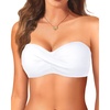Bandeau Bikini Tops for Women – Strapless Swim Top Only Twist Front Bathing Suit Tops(White)