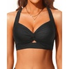 Bikini Tops for Women – Large Bust Swimsuit Top Only Knot Twist Full Coverage Bathing Suit 2025(Black)