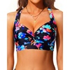 Bikini Tops for Women – Large Bust Swimsuit Top Only Knot Twist Full Coverage Bathing Suit 2025(Colorful Floral)
