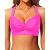 Bikini Tops for Women – Large Bust Swimsuit Top Only Knot Twist Full Coverage Bathing Suit 2025(Hot Pink)
