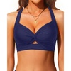 Bikini Tops for Women – Large Bust Swimsuit Top Only Knot Twist Full Coverage Bathing Suit 2025(Navy Blue)
