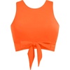 Crop Top Swim Bathing Suit – Women Bikini Swimsuit Top High Neck Bra Tie Knot Top Only 2025(Neon Orange)