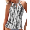 Tempt Me High Neck Tankini Top Backless Bathing Suit for Women Key Hole Swimsuit Swim Top Only(Black Tie Dye)