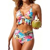 Tempt Me Women High Waisted Ruffle Bikini Set Two Piece Swimsuits Flounce Tummy Control Bathing Suit(Colorful Floral)