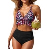 Tempt Me Women High Waisted Ruffle Bikini Set Two Piece Swimsuits Flounce Tummy Control Bathing Suit(Colorful Leopard)