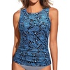 Tempt Me Women Tankini Top Only – High Neck Bathing Suit Tummy Control Swim Top 2025(Blue Paisley)