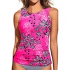 Tempt Me Women Tankini Top Only – High Neck Bathing Suit Tummy Control Swim Top 2025(Pink Floral)
