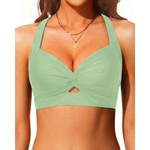Bikini Tops for Women – Large Bust Swimsuit Top Only Knot Twist Full Coverage Bathing Suit 2025(Light Green)