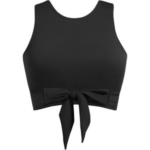 Crop Top Swim Bathing Suit – Women Bikini Swimsuit Top High Neck Bra Tie Knot Top Only 2025(Black)