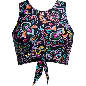 Crop Top Swim Bathing Suit – Women Bikini Swimsuit Top High Neck Bra Tie Knot Top Only 2025(Colorful Paisley)