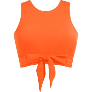 Crop Top Swim Bathing Suit – Women Bikini Swimsuit Top High Neck Bra Tie Knot Top Only 2025(Neon Orange)
